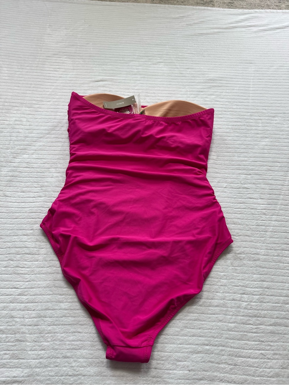 J. Crew Hot Pink Strapless Ruched Swimsuit - Picture 11 of 11